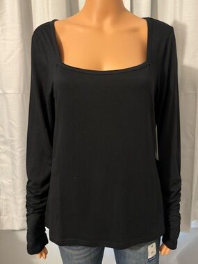 Great Fit Collective size L black long sleeve square neck shirt new